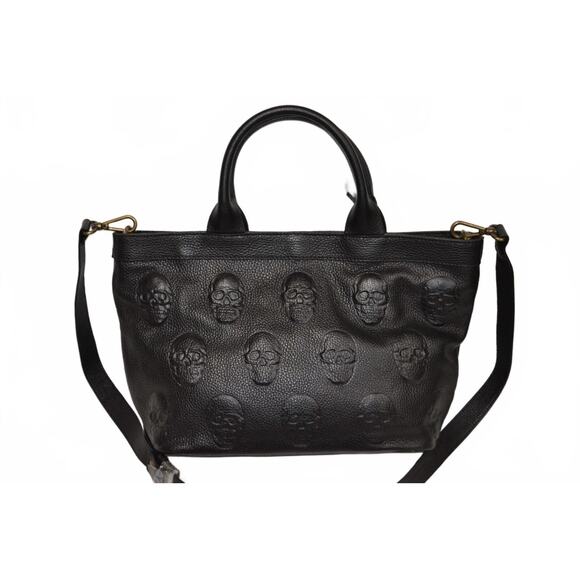 NWT IO Pelle Italia Skull Black Crossbody Bag Leather Made in Italy - Picture 3 of 4